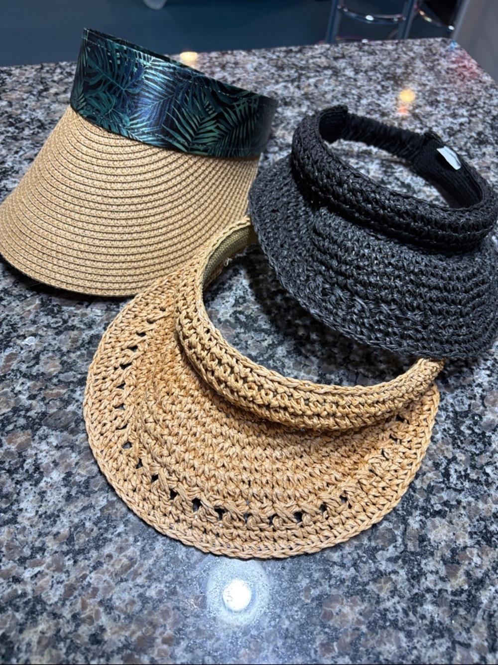 Women’s Straw Visor Hat - Black, Tan, and Natural Colors (all 3 for $10)